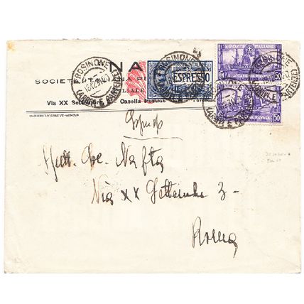 ITALY cover Postmark Prosinone, 16 Dec, 1931 - Sassone No. 301 - Espresso