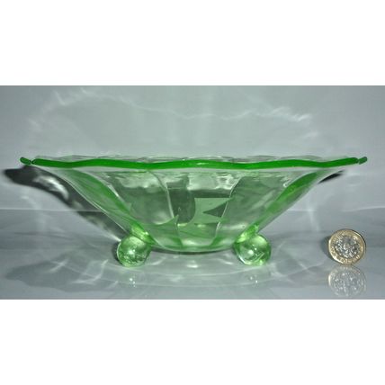 Rare Uranium Glass Art Deco "Mathilde" Bowl Walther & Sohne.