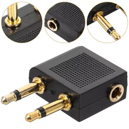 1 X Airplane Flight Headphone Adapter for 3.5mm Plug Jack Socket Converter UK