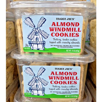 Trader Joe's Almond Windmill Cookies 15oz 425g (2 Tubs)