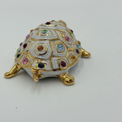 Capodimonte Italy Turtle Figurine w/ Swarovski Crystals Polaris Porcupine 2”x 4