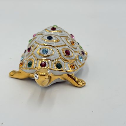 Capodimonte Italy Turtle Figurine w/ Swarovski Crystals Polaris Porcupine 2”x 4