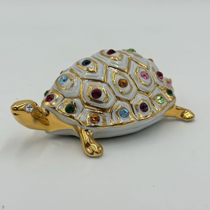 Capodimonte Italy Turtle Figurine w/ Swarovski Crystals Polaris Porcupine 2”x 4