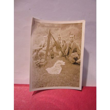 3 MEN AND A CAMERA TRIPOD, 1930s? photograph =