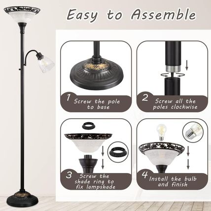 Floor Lamps for Living Room, 70" Floor Lamp Standing Torchiere Lamp with Etched