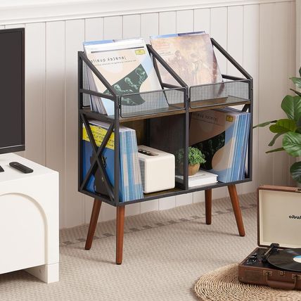 Vinyl Record Storage Holder Rack,250 LP Wooden Record Display Table for Albums B