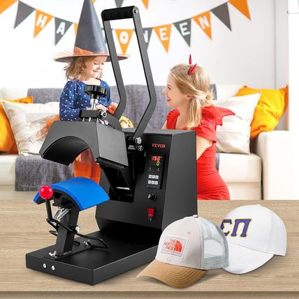 VEVOR 4-In-1 Heat Press Machine for Hats with 6X3Inches Curved Teflon-Coated Hea