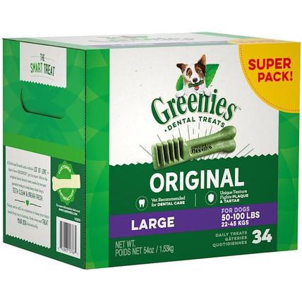 Greenies Original Large Natural Dental Care Dog Treats, 54 Oz. Pack (34 Treats)