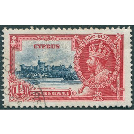 Cyprus 1935 1½pi. deep blue & scarlet Jubilee SG149 used