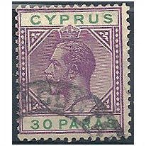 Cyprus 1913 SG76 30 Paras Violet & Green Fine.Used.