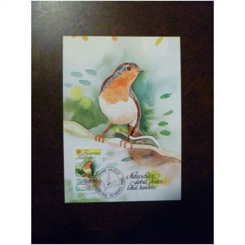 Liechtenstein 1986 Europa European Robin stamp Maxicard 61 FDI Birds CEPT SG893