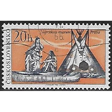 Mi 1629: 20 h. red-orange/black-violet Exhibition 'Indians of North America'