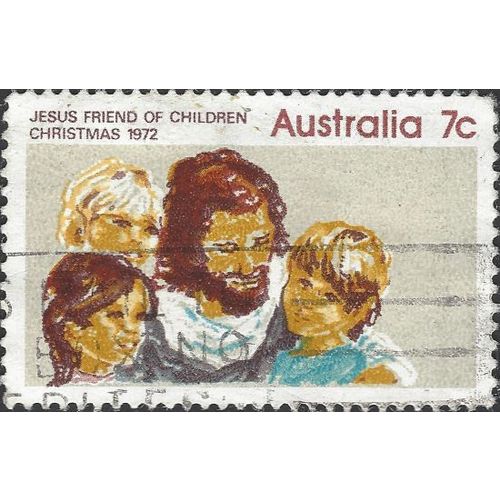 AUSTRALIA, CHRISTMAS, Jesus Friend of Children, brown 1972, 7c, #2