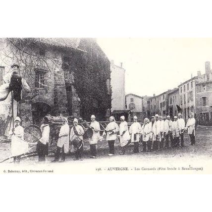 Auvergne Les Cornards French Drum Brass Band Fete Vintage France View Postcard