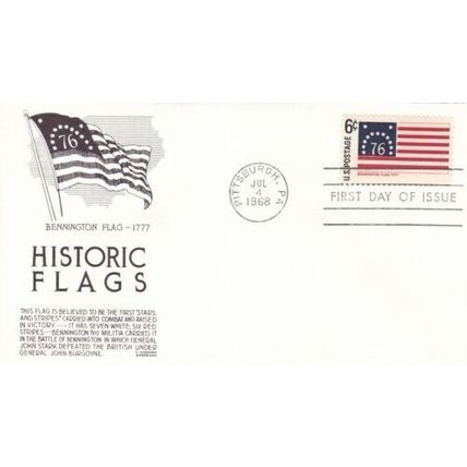 United States 1968 Bennington Flag FDC Pittsburgh cancel Unaddressed VGC
