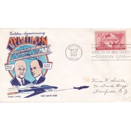United States 1953 Golden Anniversary of Aviation FDC Dayton cancel written VGC