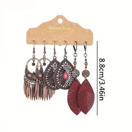 Bohemian Style Alloy Tassel Earrings Vintage look, 3 Pairs, as seen *UK Seller*