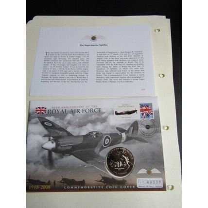 2008 Super Marine Spitfire RAF 90th Anniversary £5 Coin Guernsey FDC cover