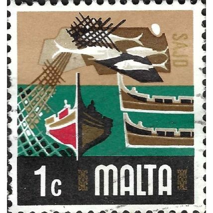 MALTA, Fishing Industry, green & beige 1973, 1c, #2