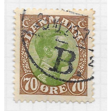 DENMARK DANMARK 1913 KING CHRISTIAN 70o USED SG163 163