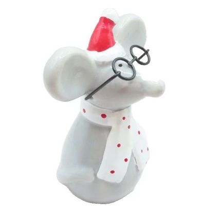 Festive Mouse Ornament Wearing Glasses 15 CM Ceramic Christmas Decoration Jesus