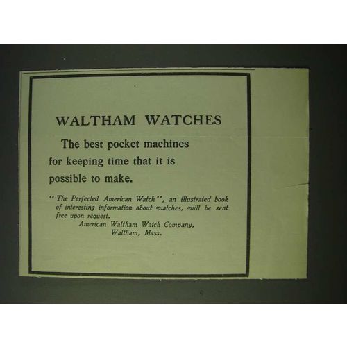 1900 Waltham Watches Ad - Best For Keeping Time