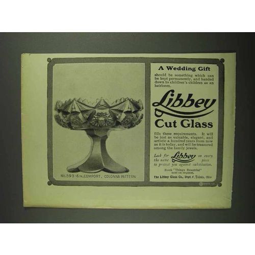 1902 Libbey Cut Glass Ad - No. 593 Comport in Colonna