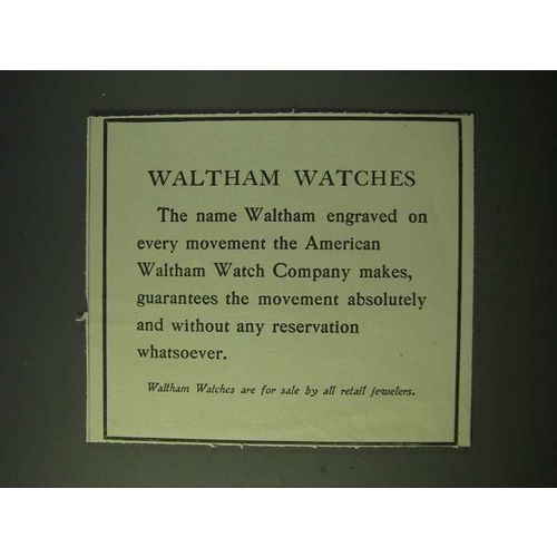 1900 Waltham Watches Ad - Engraved on Every Movement