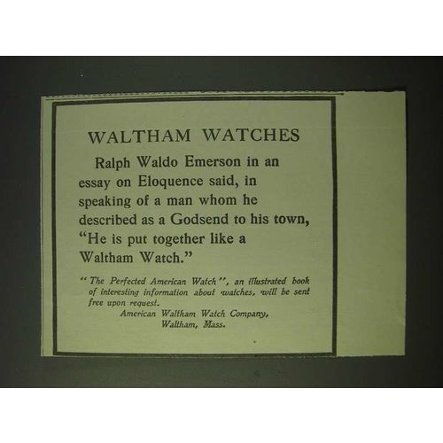 1900 Waltham Watches Ad - Ralph Waldo Emerson