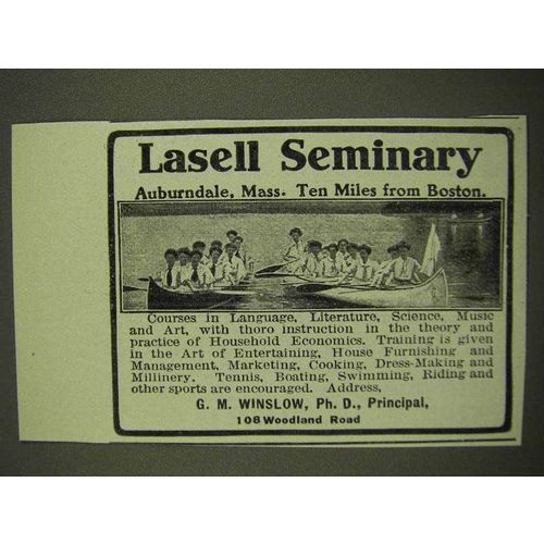 1912 Lasell Seminary Ad - Ten Miles From Boston