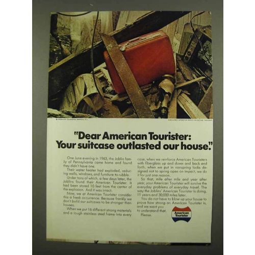 1974 American Tourister Luggage Ad - Outlasted House