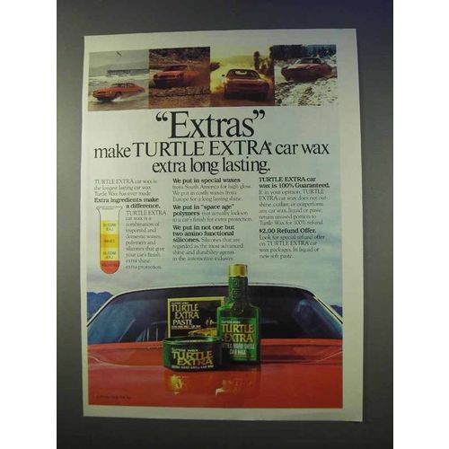 1979 Turtle Wax Turtle Extra Car Wax Ad - Long Lating