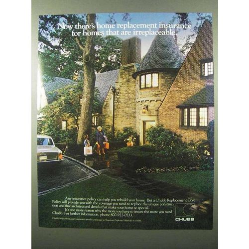 1988 Chubb Insurance Ad - Home Replacement Insurance