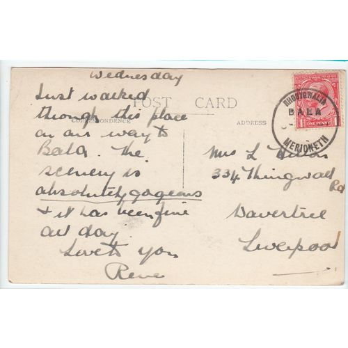 Hirnant River Rhosygwalia Bala Postcard RP Merionethshire