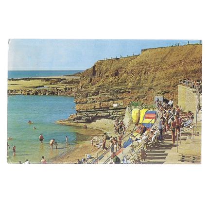 THE BATHING POOL, BUDE, CORNWALL, used vintage postcard 1966 pm =