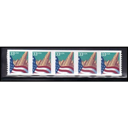 3281c 33c U.S. Flag Over City Very Fine MNH PNC 5555/5 KA9375