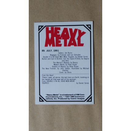 Heavy Metal Base trading Card # 89 (A) 1991 Cover Magazine Olivia de Berardinis