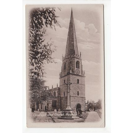 Cenotaph and Church Masham Postcard Yorkshire