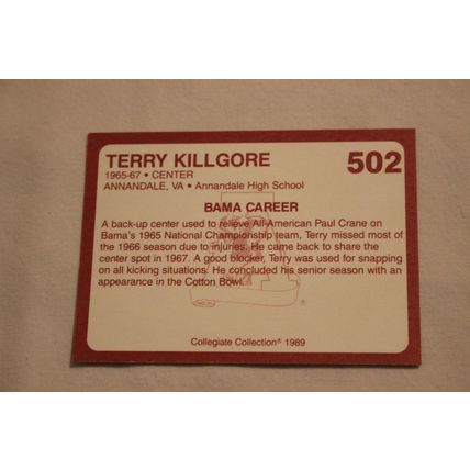 Terry Killgore 1989 Collegiate Collection Alabama's Finest NO. 502