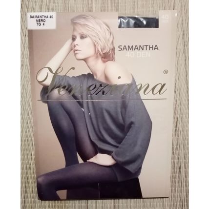 40 Denier Tights Black Size 4 Large Made in EU Veneziana