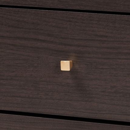 Modern Contemporary Dresser Walnut or Espresso Brown Gold Metal Trim 8 Drawers