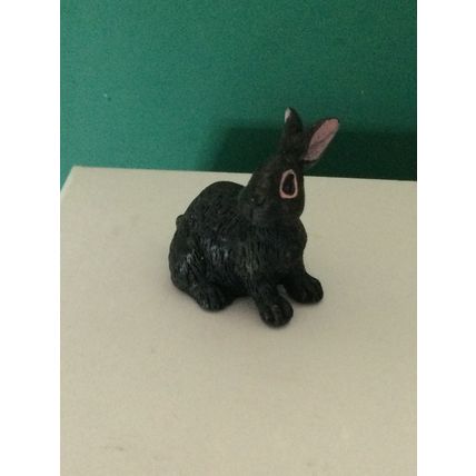 Rabbit Black - Head Turned 1:12th Dolls House Miniature