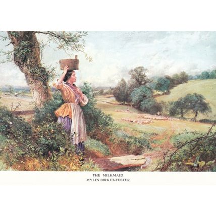 Miles Birket-Foster The Milkmaid Postcard unused VGC