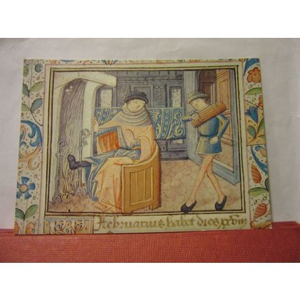 FEBRUARY, CALENDAR PICTURE. 15th C. unused postcard Victoria & Albert Museum /