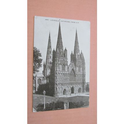 Early Photochrom Postcard -The Cathedral from N.W - Lichfield, Staffordshire