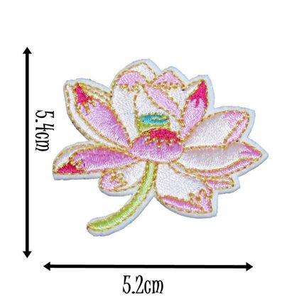 Lotus Flower Iron On Patch Pink Gold Motif Parches Applique Badges Fun P468