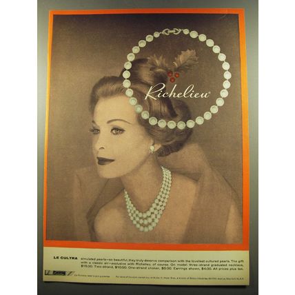 1959 Richelieu Jewelry Advertisement - Le Cultra simulated pearls