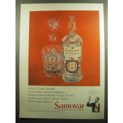 1958 Samovar Vodka Ad - Behold! Vodka clarified to incredible diamond brilliance