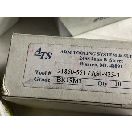 LOT 40 ARM TOOLING 21850-551/ASI-925-3 DUAL EDGE CARBIDE INSERTS,ATS BK19M3,HD