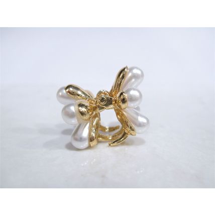 Small mini gold flower metal hair claw clip with faux pearls